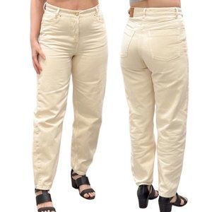 Zara High-Rise Slouchy Barrel Balloon Leg Rigid Denim Jeans in Ecru Women's Sz 4